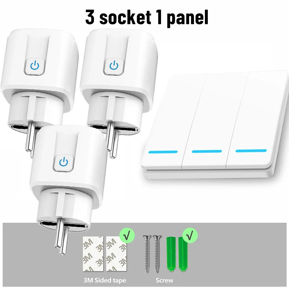 RF433 Smart Socket Wireless Remote Control 220V 230V EU Fr Korean Plug Programmable Socket with Push Button Wall Switch for Home