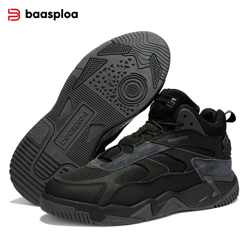 Baasploa Winter Men Shoes Fashion Plush Warm Waterproof Leather Sports Shoes Male Casual Outdoor Non-Slip Lace up Walking Shoes
