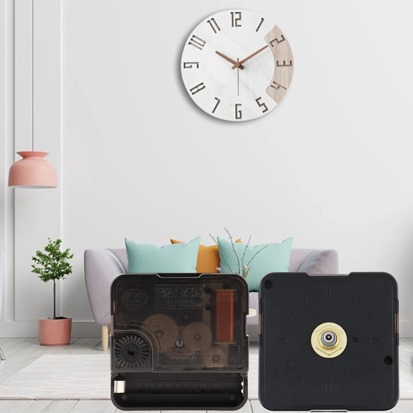 Wall Clock Mechanism Silent Quartz Movement Machine Wall Hands Silent Sweeping Second Movement with Pointer DIY, Repair Tools