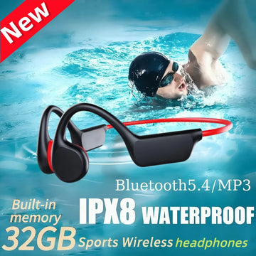 Bone Conduction Headphones IPX8 Waterproof MP3 32GB Bluetooth5.4 Wireless Headphones With Mic Swimming Sports Fitness 2026 New