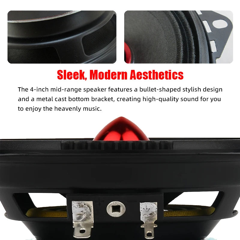 2pcs 4inch Midrange Speakers 400W Hi-Fi Sound Quality for Car Door, DVD Player Music Player Home Theater Speakers Audio System