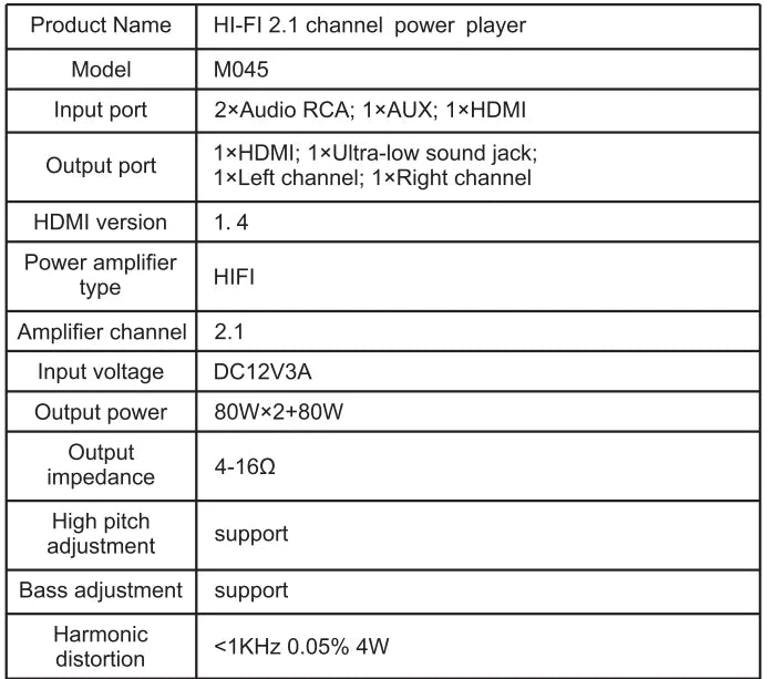 Audio Power Amplifier 80Wx2 Subwoofer HI-FI 2.1CH Audio RCA AUX HDMI Amplifier Stereo Bass Sound Bass  MP3 Car Power Amp