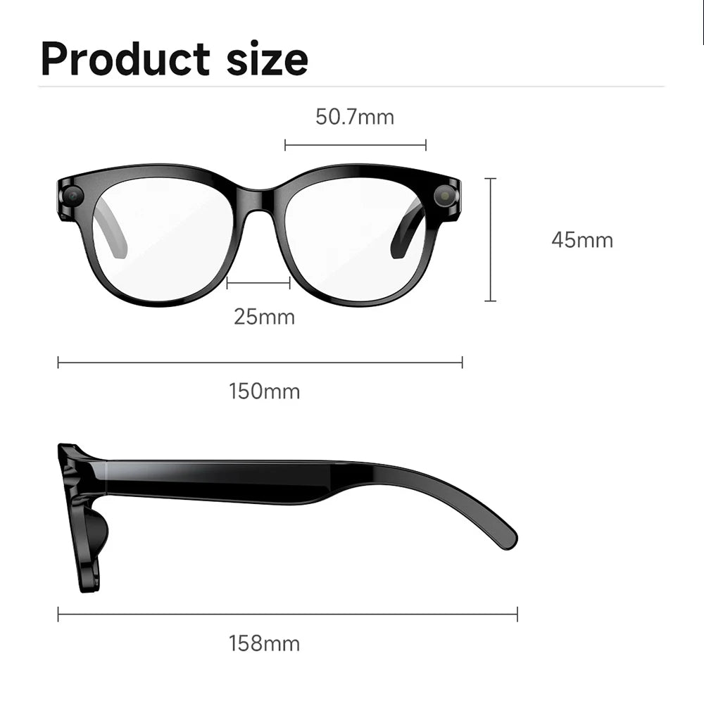 AI Smart Glasses Real-time Translation Dual Camera Bluetooth Call Sunglasses Shoot Audio Video Music Player Multifunctional Men