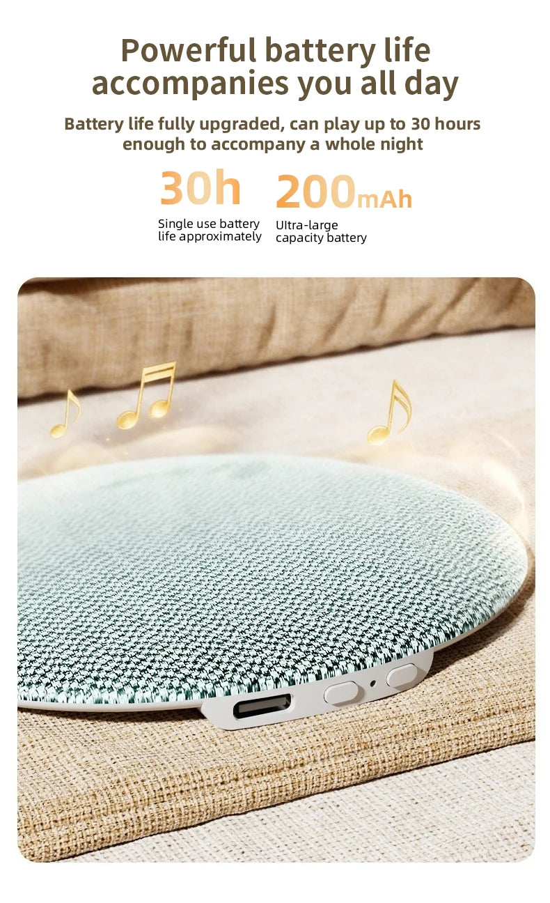 Bluetooth 6.0 Pillow Speaker for Sleeping, Ultra-Thin Under Pillow Sound Machine with White Noise HiFi Stereo Audio