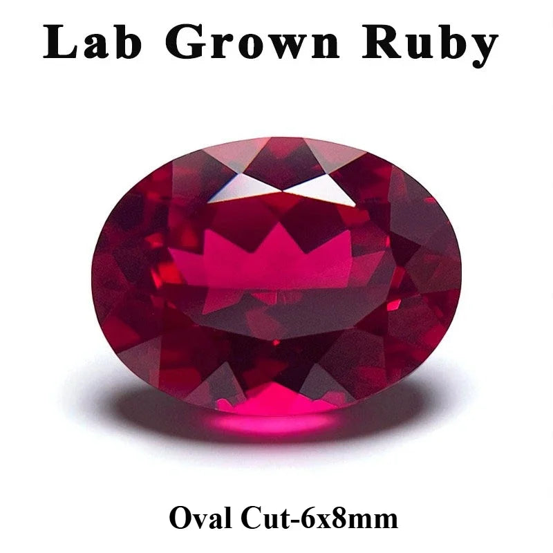 Top Lab Grown Ruby Oval Cut Pigeon Blood Red VVS1 Gemstone For Charms DIY Jewelry Making Selectable Certificate