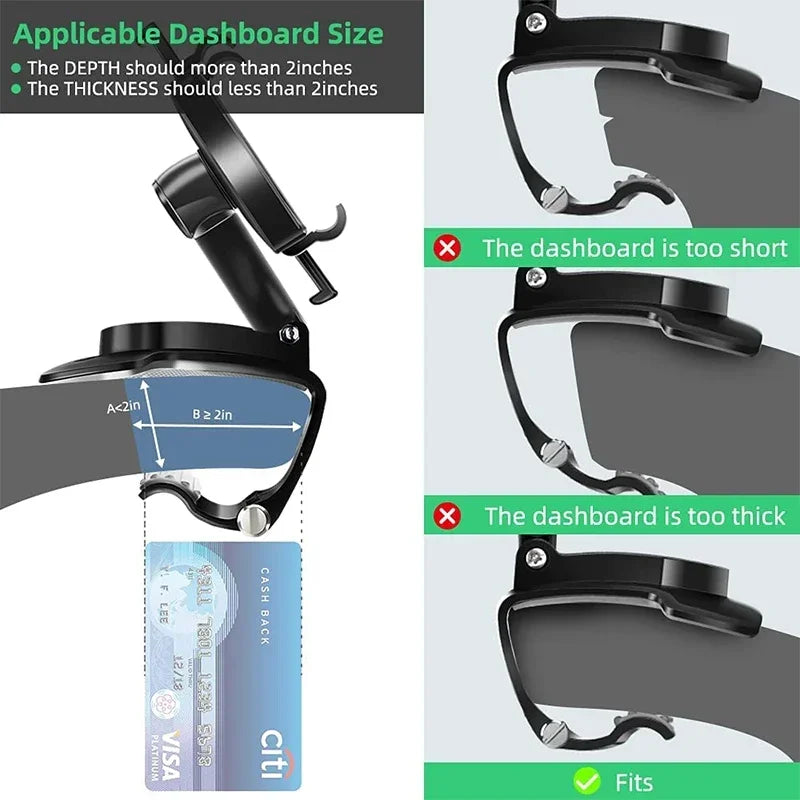Multi-function Car Mobile Phone Holder Dashboard Mirror/GPS Mobile Phone Holder Clip 360 Degree Rotatable Car Accessories