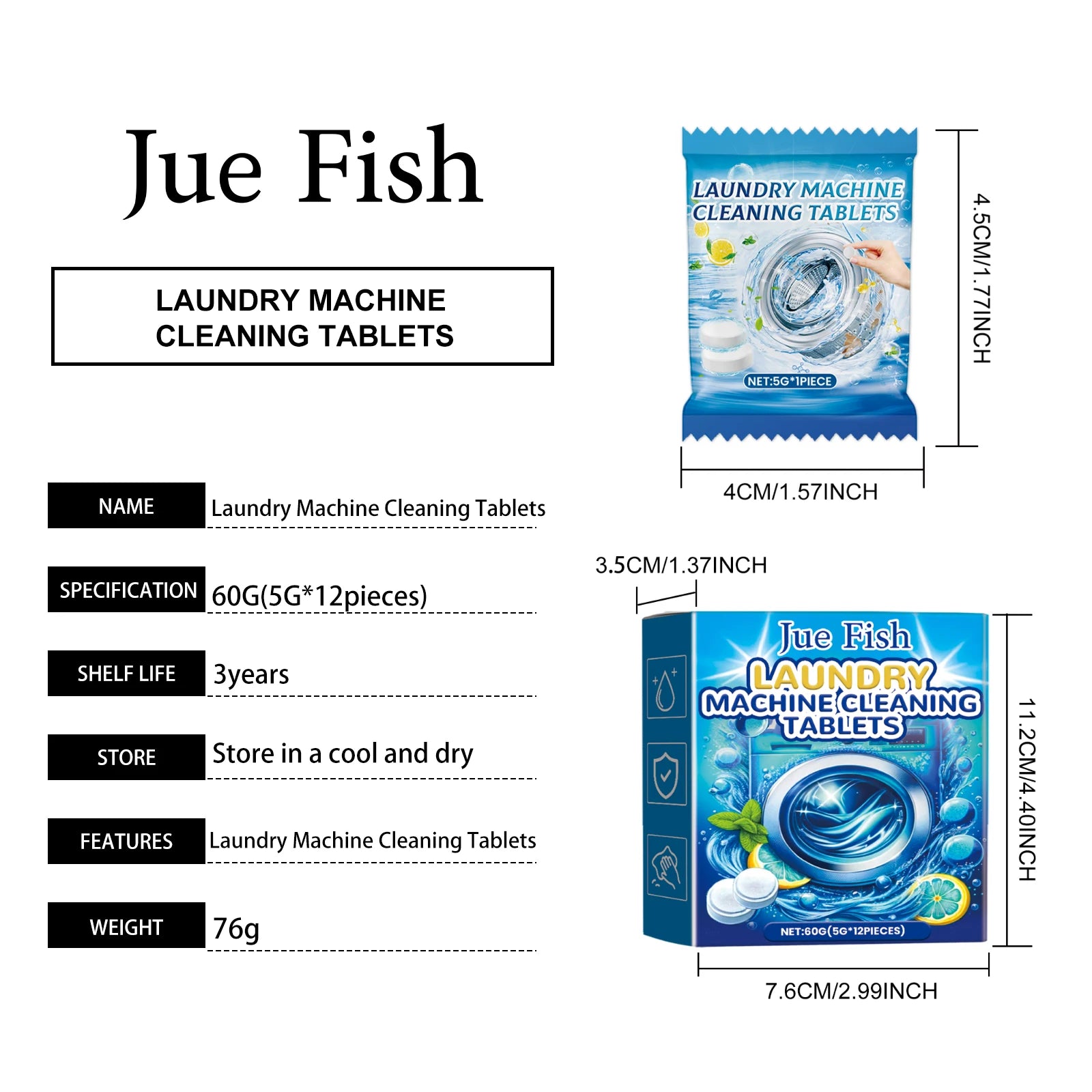 12PCS Washing Machine Cleaning Effervescent Tablets Deeply Cleans Stubborn Dirt Eliminates Odors Mild No Residue For All Models