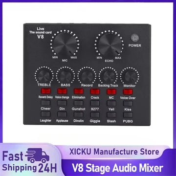 V8 V8S Audio Mixer USB External Headset Microphone Webcast Personal Live Broadcast Sound Card For Phone Computer