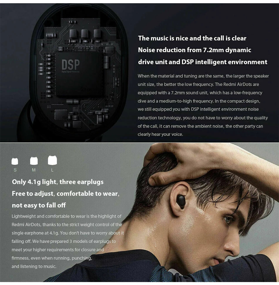TWS Wireless Bluetooth Headphone, Stereo Headset, Sports Earbuds, Microphone with Charging Box, Smartphone
