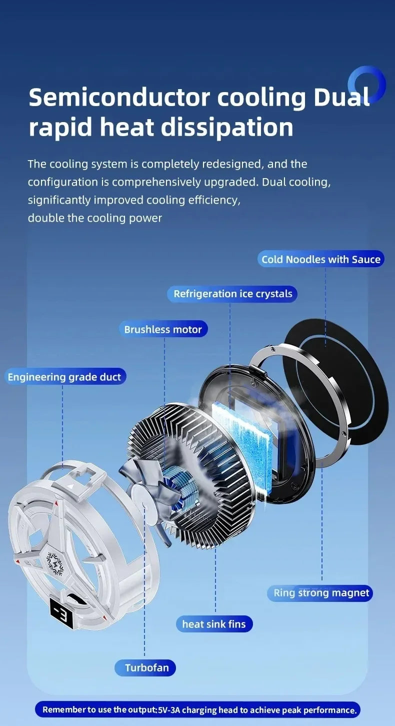 Magnetic Phone Cooler for PUBG Mobile Semiconductor Freeze Tech Digital Temp Display Back Clip Design Freeze Cooling