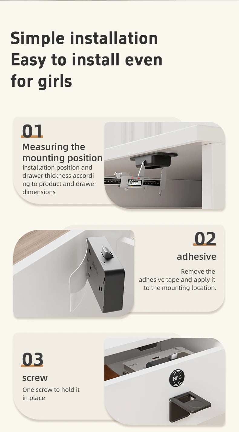 Smart Wood Door Lock Invisible Electronic Lock RFID Card NFC Unlock Keyless Mailbox Cabinet Locker Furniture Drawer Smart Locks
