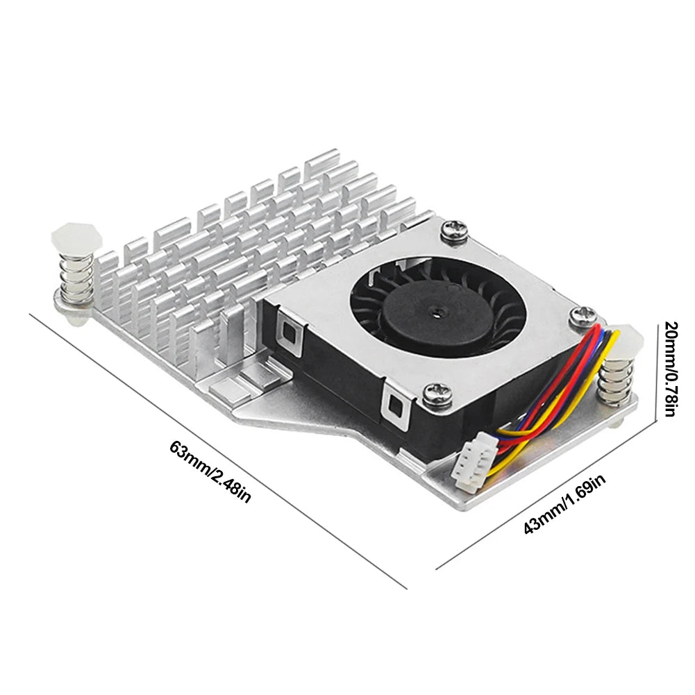 For Raspberry Pi 5 Active Cooler Metal Heatsink Radiator with Adjustable Speed Cooling Fan Cooling Heat Sink Radiator