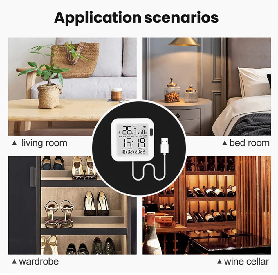 Smart Thermometer hygrometer Tuya WiFi Temperature and Humidity Sensor With Backlight APP Remote Control Work with Tuya Alexa