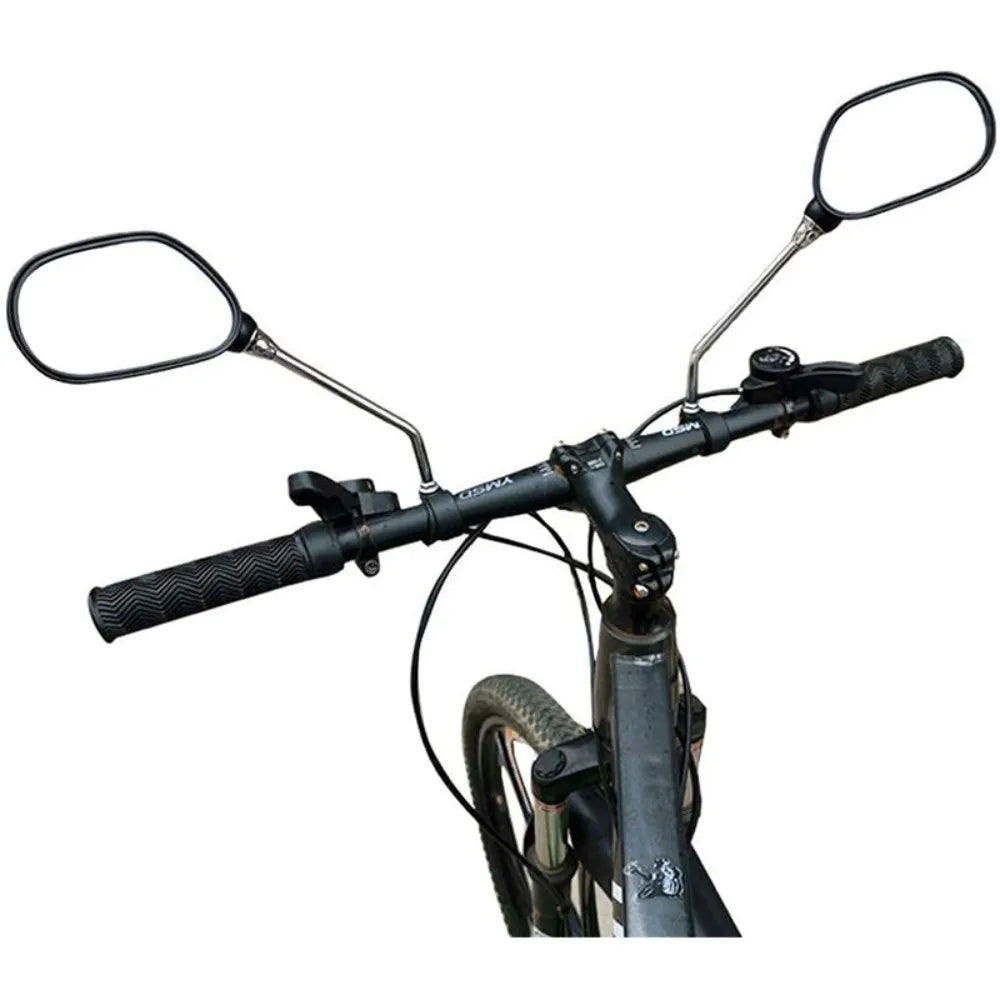 The bicycle rearview mirror can rotate 360 degrees. There is a reflector on the back of the bicycle rearview mirror.
