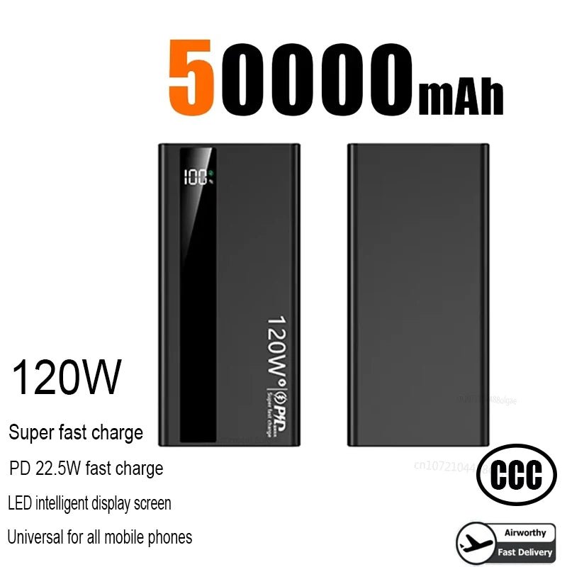 500000mAh High Capacity PowerBank 120W Super Fast Charging Portable External Battery Powerbank for iphone Huawei
