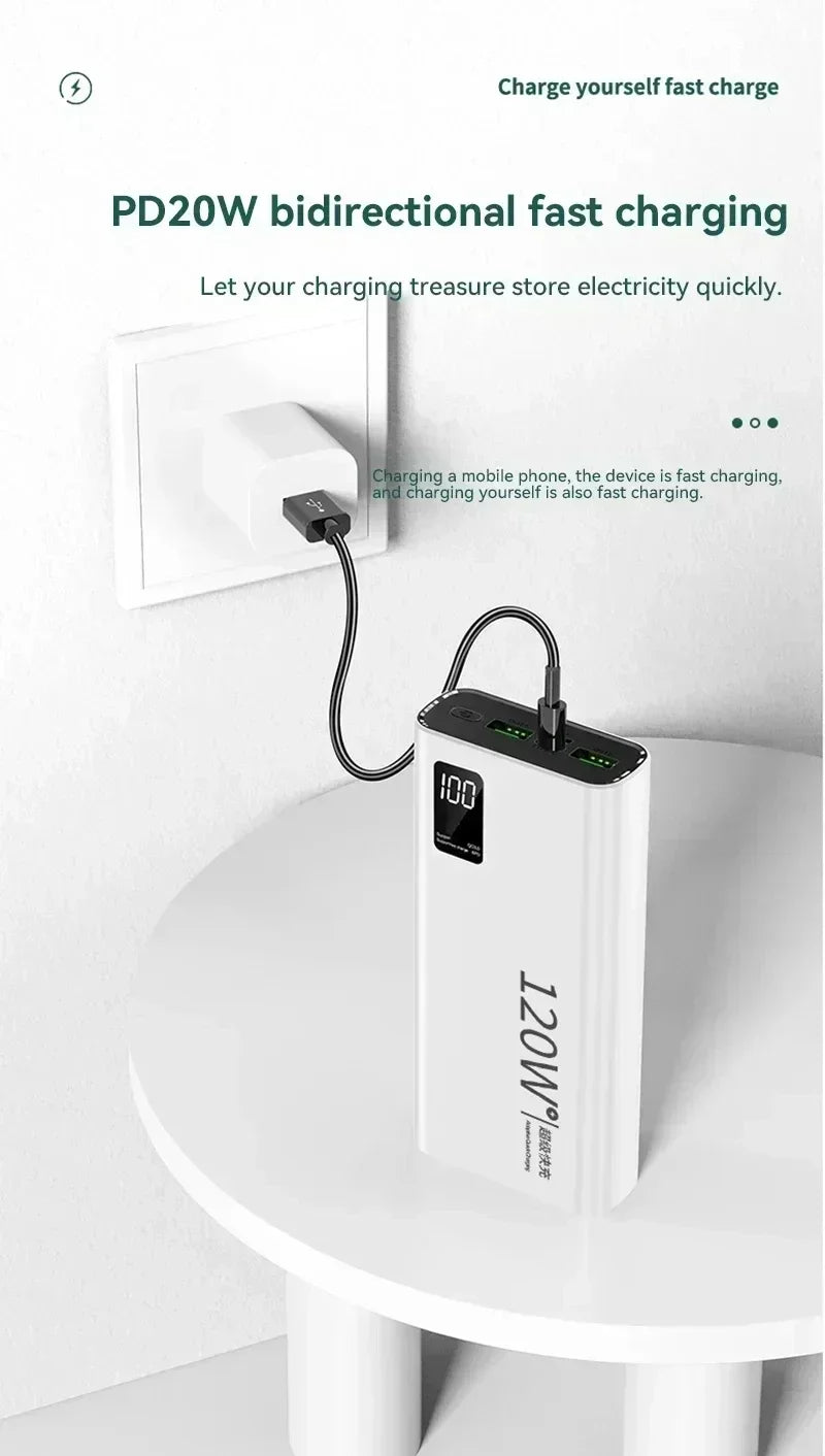 500000mAh 120W Power Bank Большая емкость Супер быстрая зарядка батареи Зарядка