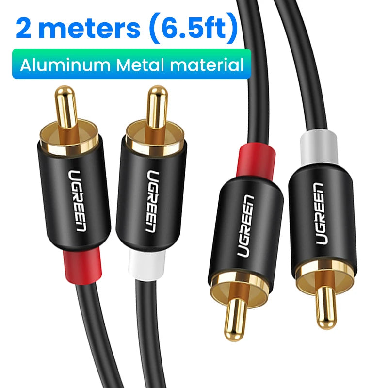 UGREEN RCA Stereo Cable 2 RCA Male to 2RCA Male Stereo Audio Cable for Home Theater HDTV Amplifiers Hi-Fi Systems Audio Cable