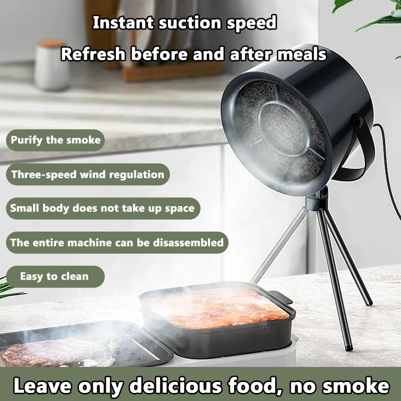 Powerful Suction Desktop Range Hood, Portable Mini Air Purifier with Ultra Quiet Operation and Washable Filter for Kitchen Dorm