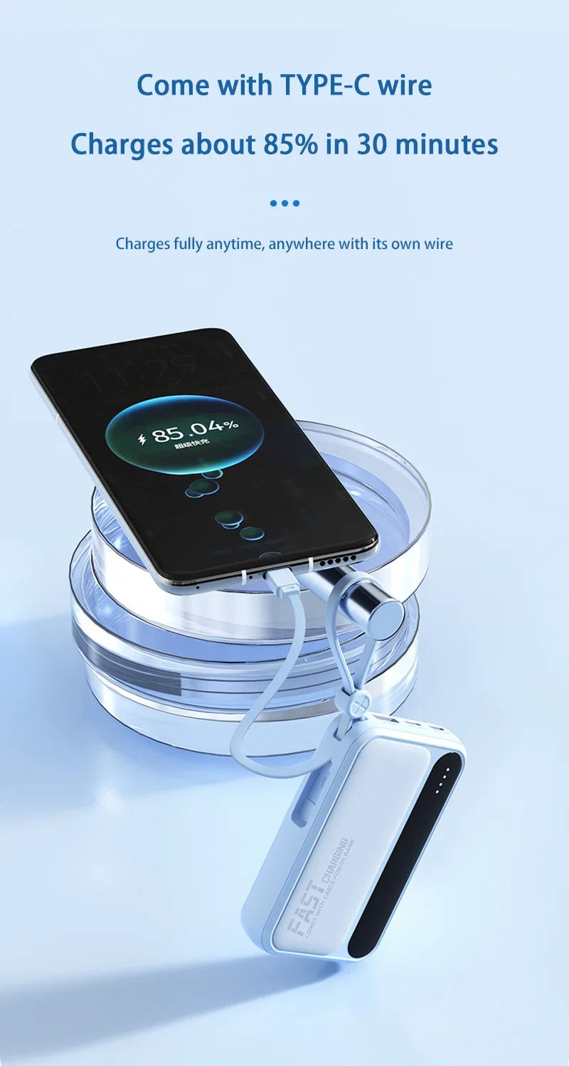 With 4In1 Cables 120W 500000mAh Power Bank Large Capacity Intelligent Digital Display Light Portable Powerbank For iPhone Huawei