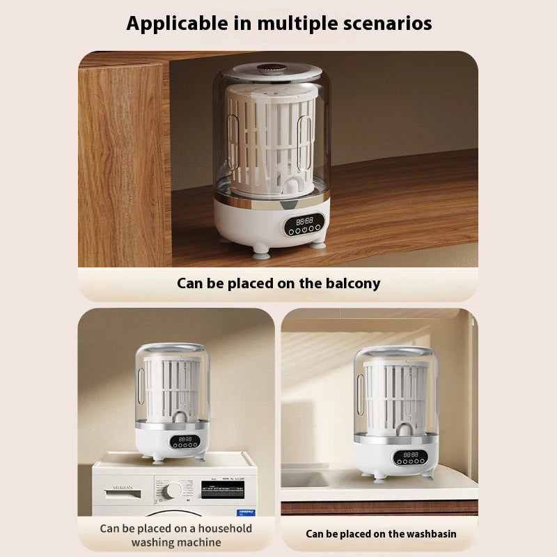 Mini turbo washing machine 3L fully automatic small USB charging portable sock and underwear specific washing machine.