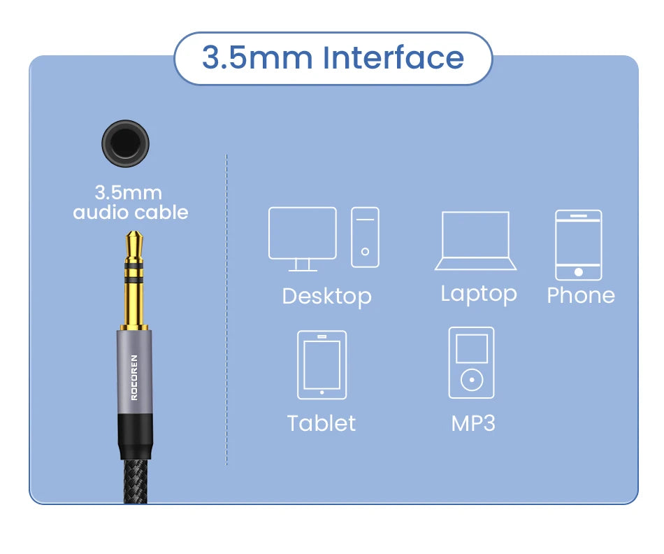 Rocoren RCA Cable 3.5mm to 2RCA Splitter 3.5 Jack to 2 RCA Male Audio Wire for Amplifiers HiFi Stereo Home Theater Speaker Cord