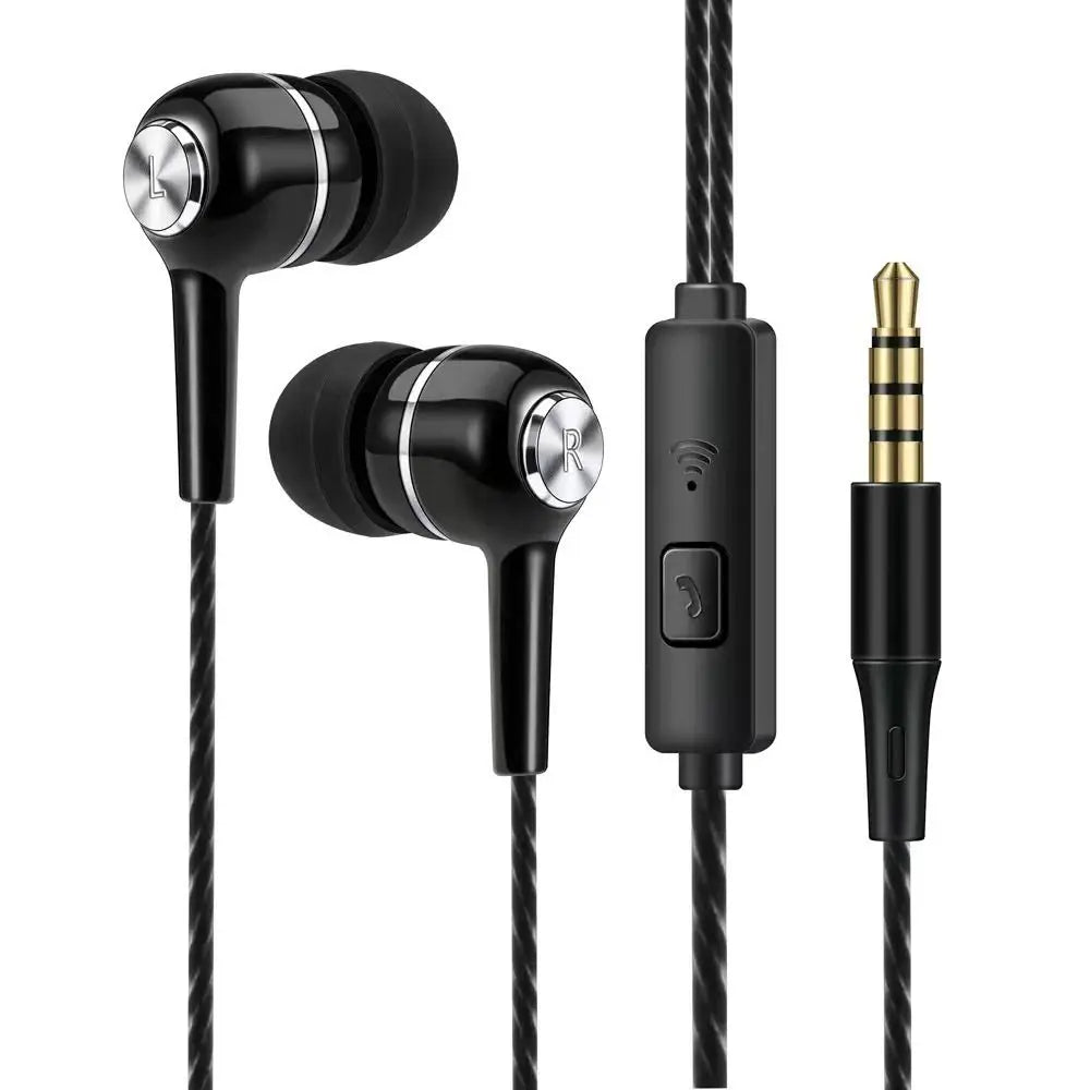 3.5mm Wired Headphones In Ear Headset Wired Earphones with Mic Bass HiFi Stereo Earbuds Sports In-line Control For Phones