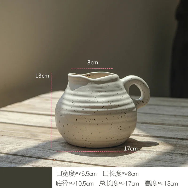 Stoneware Vase Ornaments Dried Flowers Flower Table Ceramic Flower Utensils Simple Modern Creative Home Interior Soft Decoration