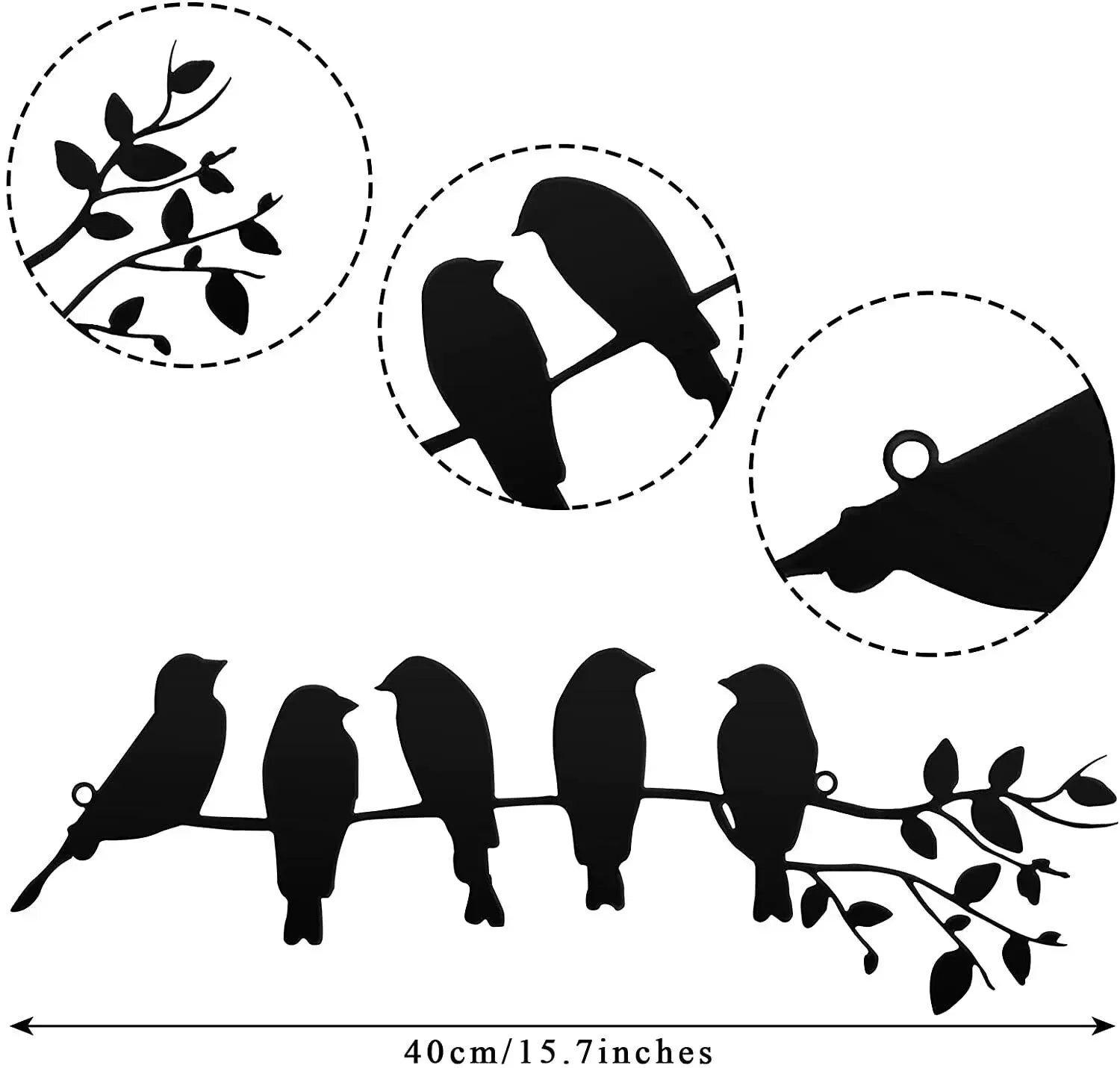 Metal Bird Wall Art 5 Birds on the Branch Wall Decor Leaves with Birds Sculpture Wall decor metal wall hanging Room Decor