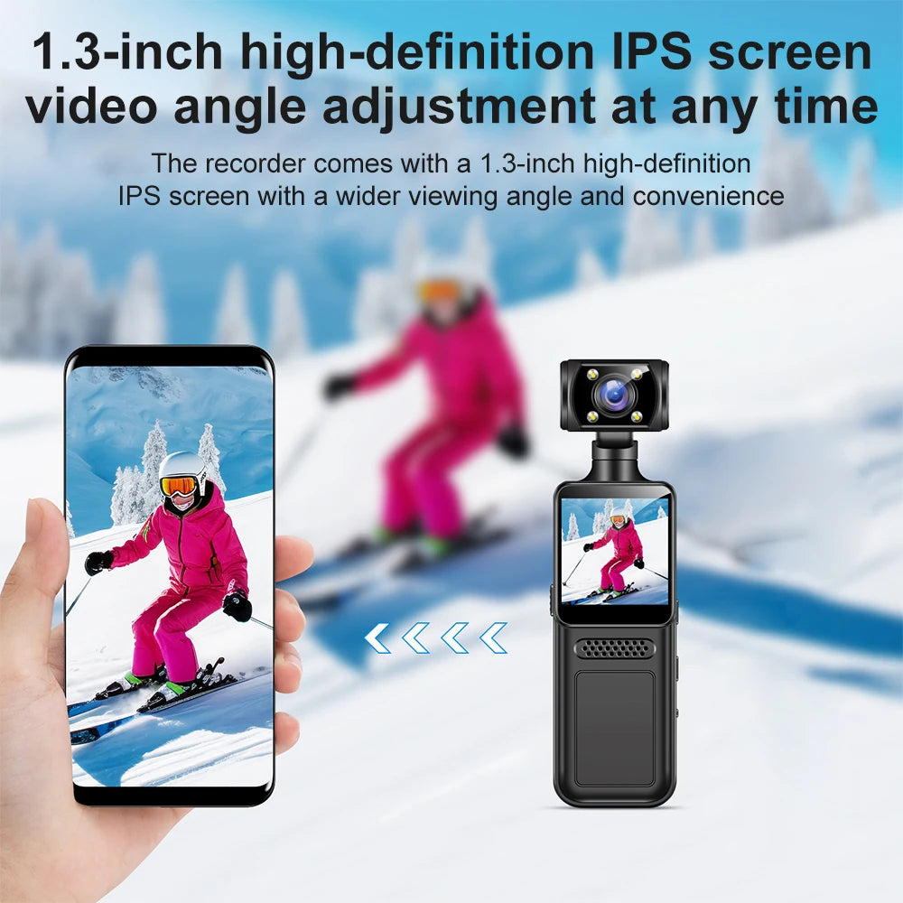 64GB 4K Ultra HD Action Mini Camera 180 Rotatable Vlog Wifi Sports Cam Waterproof Case Helmet Travel Bicycle Driver Recorder