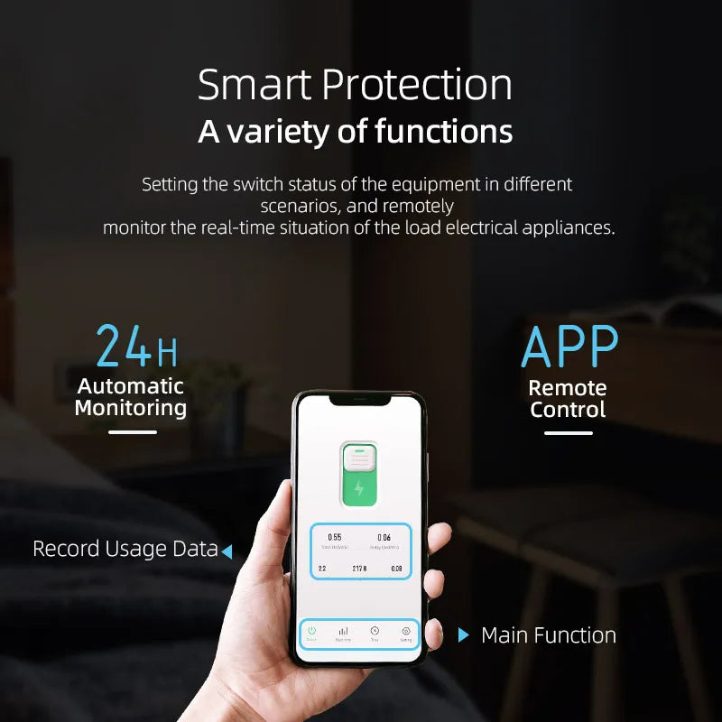 TUYA WIFI Smart Circuit Breaker energy meter 1P 16A DIN Rail for Smart Home wireless Remote Control Smart Switch by APP TONGOU