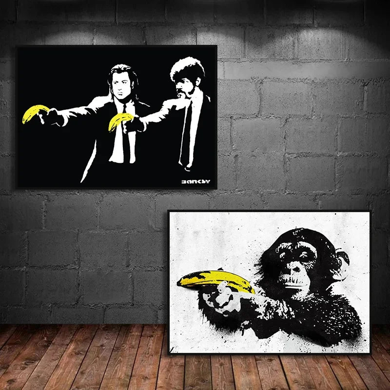 Classic Retro Wall Art Banksy Street Graffiti HD Canvas Print Poster Home Living Room Bedroom Decorative Painting