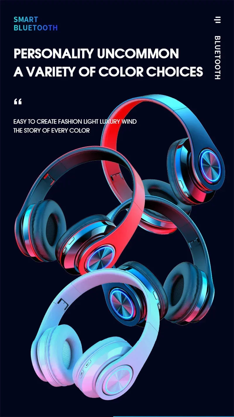 Wireless Headphones Foldable Bluetooth Headsets  With Mic Stereo Earphone Support TF Card FM For Xiaomi Iphone Sumsamg Phone