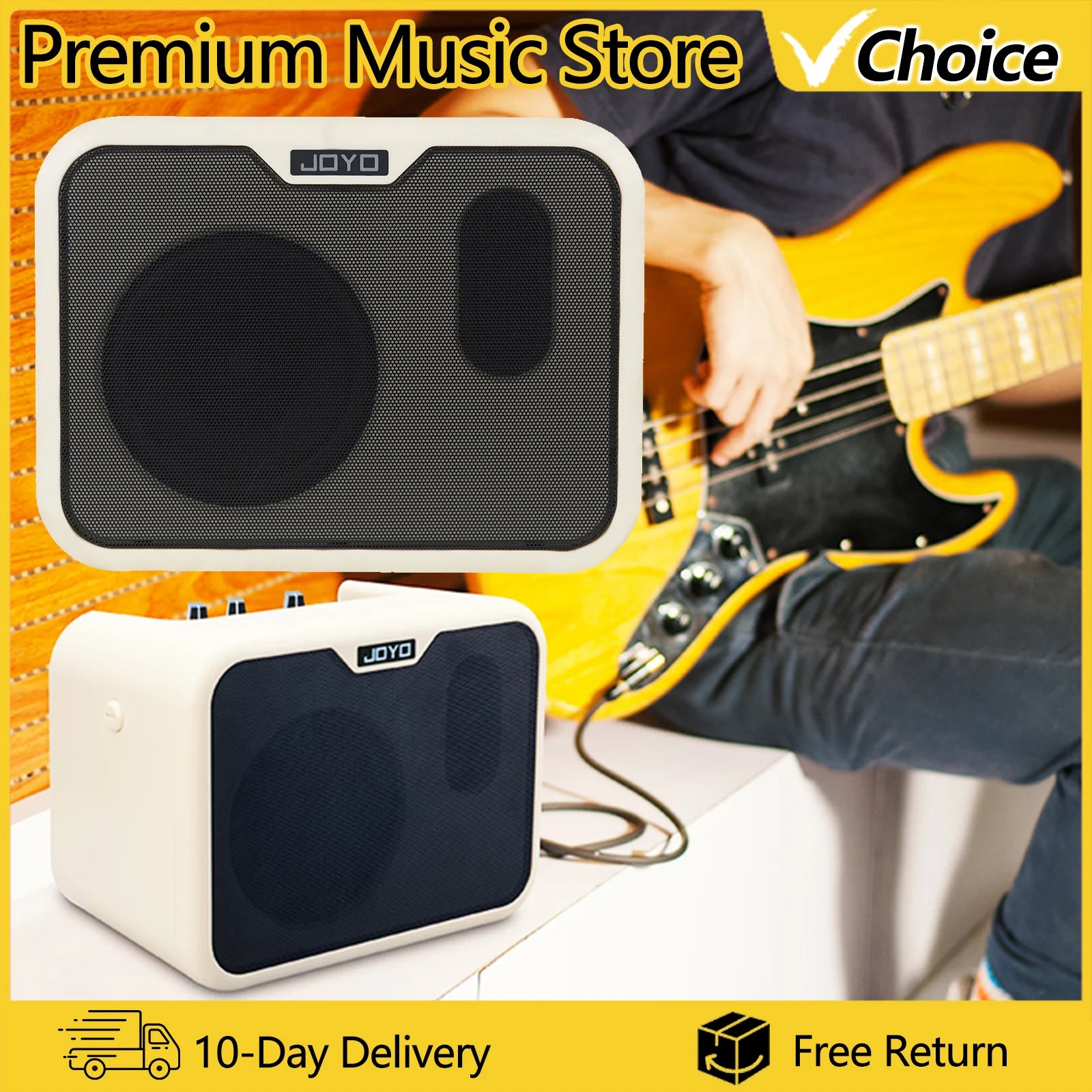 Portable Electric Bass Audio Amplifier Musical Instrument Accessories Rechargeable AMP Speaker for Electric Acoustic Guitar Bass