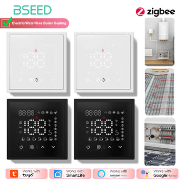 BSEED Zigbee Electric /Water/Gas Boiler Floor Heating Touch Sensor Smart Thermostats Tuya Smart Life Alexa Control Plastic Frame