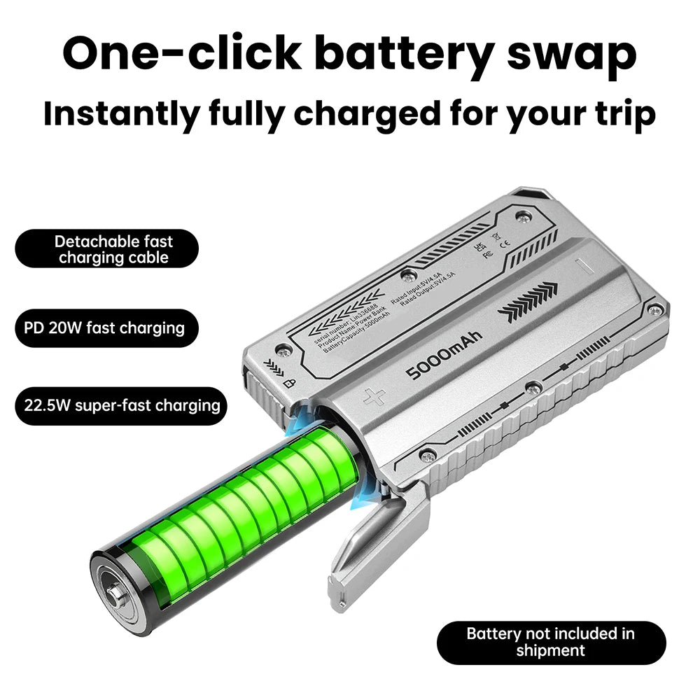 PD20W Power Bank Case High-Capacity 21700 Battery Case Fast Charging Built-in Cable Detachable DIY Power Bank Box