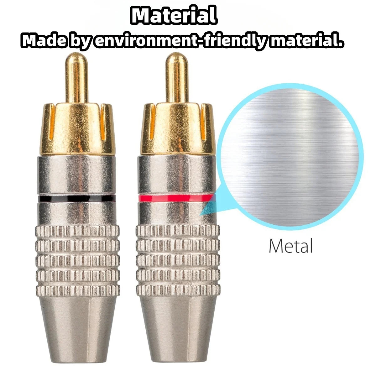 10Pcs RCA Male Plug Solder Gold Audio Video Cable Adapter Connector for Receiver Amplifiers and Sound Systems