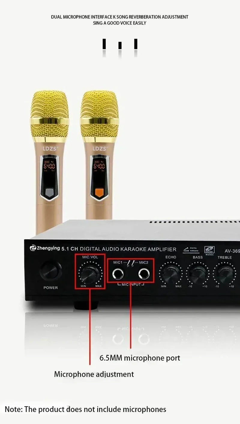 AV-369BT Bluetooth 5.1 Sound Speaker AMP Stereo Audio Amplifiers Receiver 6 Channel Home Theater Audio Stereo System Components
