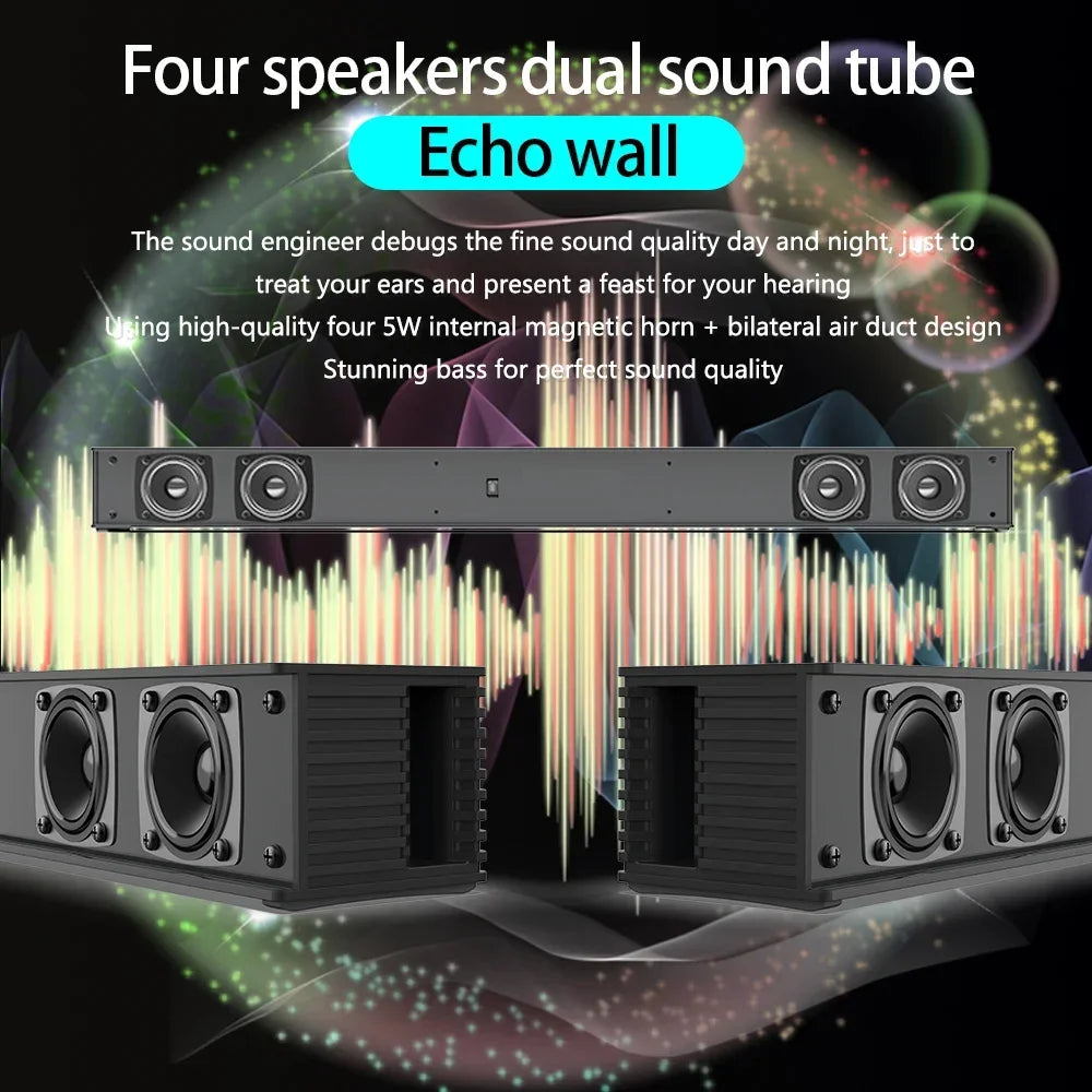 Rsionch Home Theater TV Speakers Wall-mount Speaker Wireless Soundbar FM Radio TV Optical Speaker for TVs Smartphone USB input