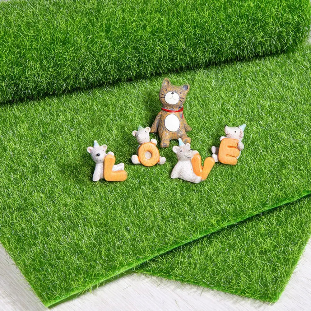 1Pc 15*15/30*30cm Artificial Grassland Simulation Moss Lawn Turf Fake Green Grass Mat Carpet DIY Micro Landscape Garden Decor