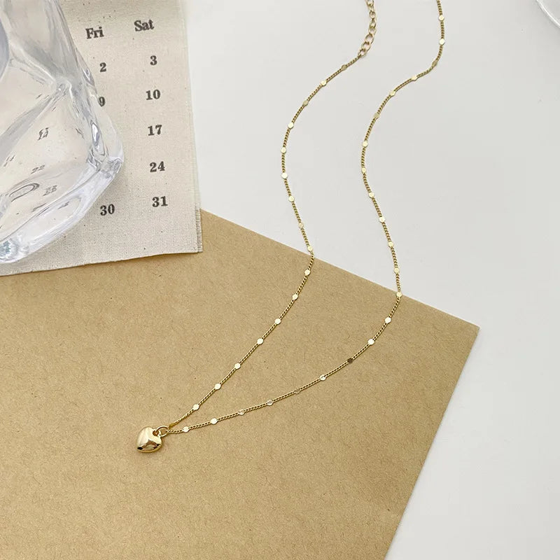 Simple Love Pendant Clavicle Chain Necklace Trendy Gold Color Choker For Women Fashion Jewelry Personalized Gift