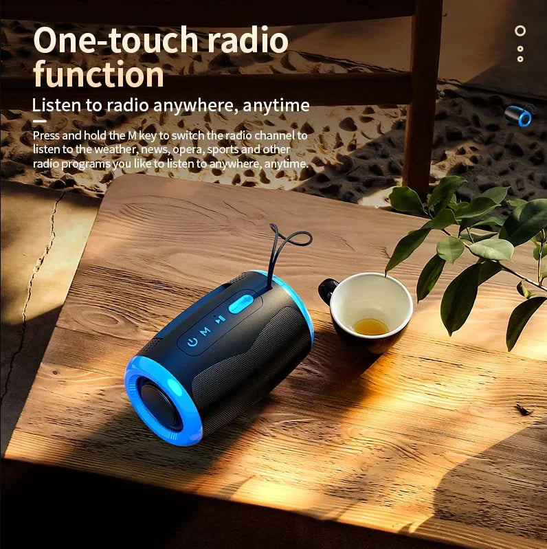 Portable Bluetooth Speaker Outdoor Waterproof Wireless TWS Radio Column Box Speaker Support TF card Stereo 3D Hi-Fi Music Player