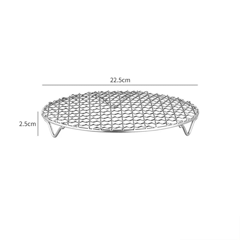 HOT! Round Air Fryer Rack With Legs Stackable Grid Grilling Rack Stainless Steel Anti-corrosion For Home Kitchen Oven Steamer