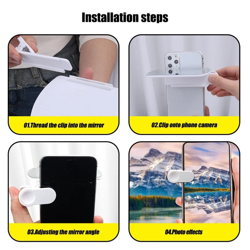 Sky Mirror Mobile Phone Reflection  Clip Adjustable Angle Mirror Clip Outdoor Travel Phone Reflector  Artifact