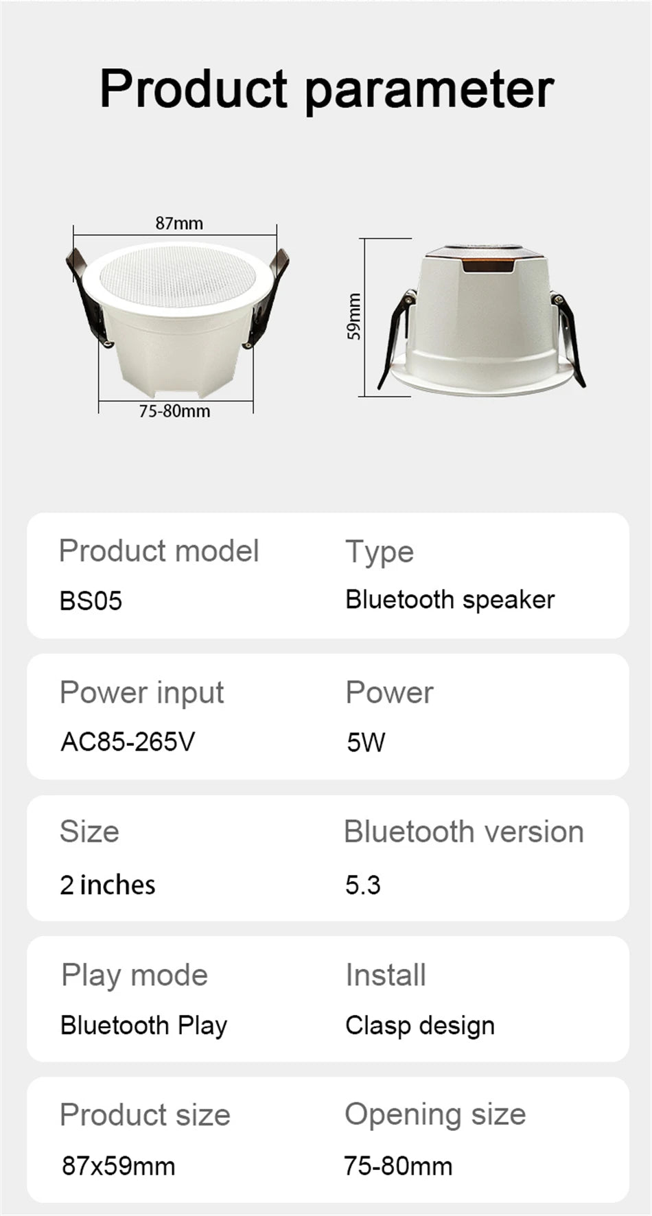 MINI Bluetooths Ceiling Speakers Stereo sound Indoor home audio Background music system For Bathroom Kitchen Living room bedroom