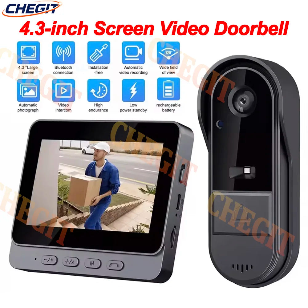 Wireless Video Doorbell Camera Bundle Smart Security with Night Vision 2.4G WiFi HD Motion Detection Cloud Storage