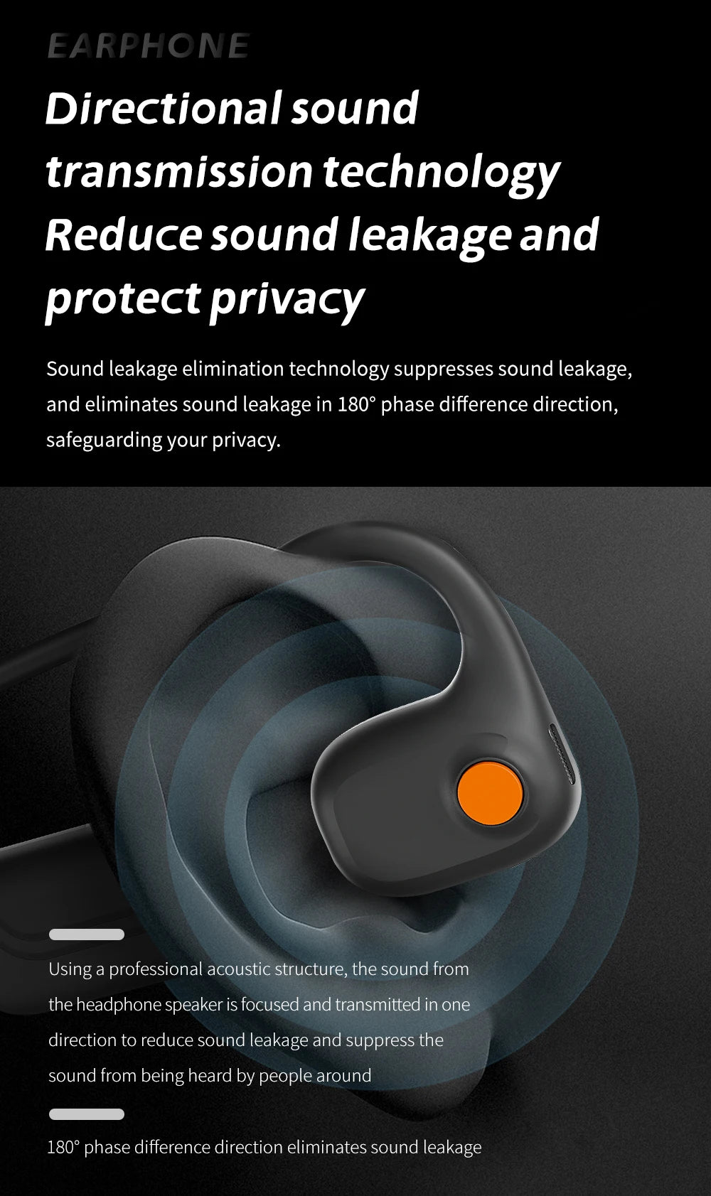 Comfortable Wearing Open-Air Conduction Bluetooth Headset Noise Reduction Mic HD Call for Driving Phone Office Use