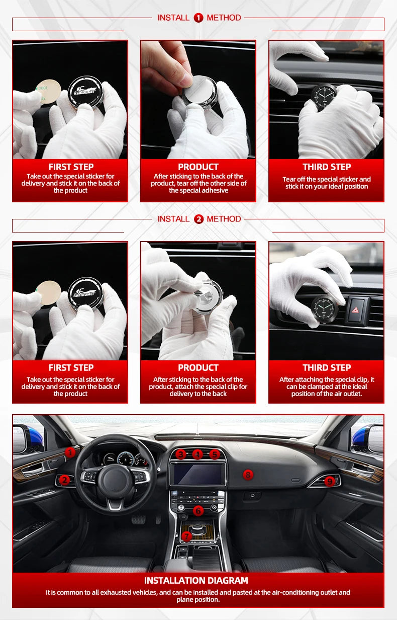 Car Clock Luminous Automobiles Internal Stick-On Mini Digital Watch Mechanics Quartz Clocks Auto Ornament Car Accessories