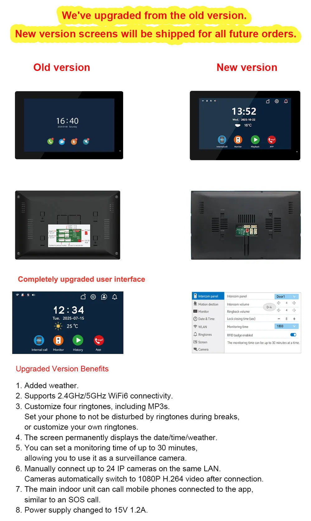 ANJIELO Tuya Smart 1080P Video Doorbell Lock , IC Card Unlocking Function, Suitable for Metal Doorbell Video Intercom Systems
