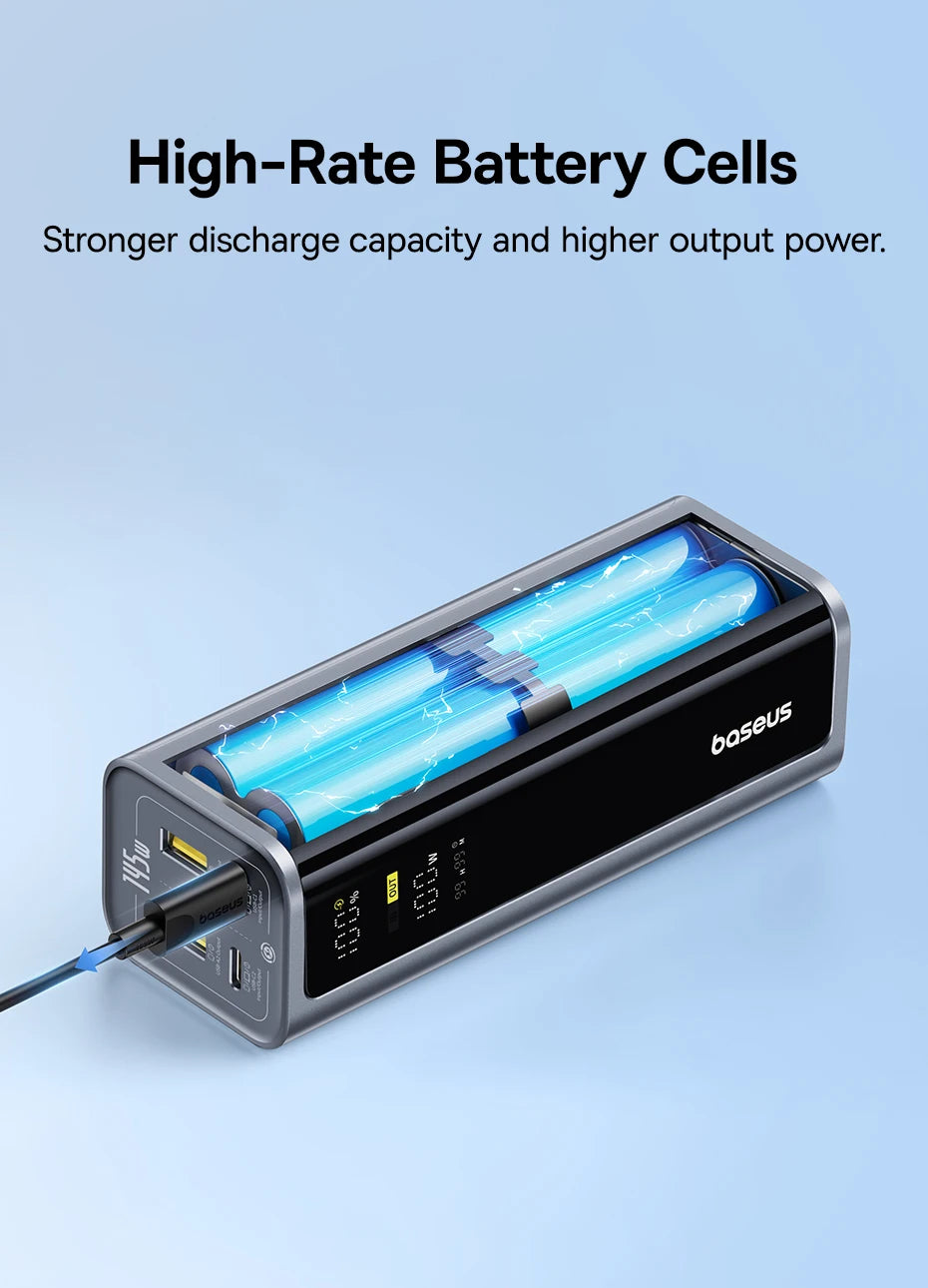Baseus Power Bank 145W 20800mAh PD 100W Fast Charging  with Smart Digital Display Portable External PowerBank for Laptop Phone