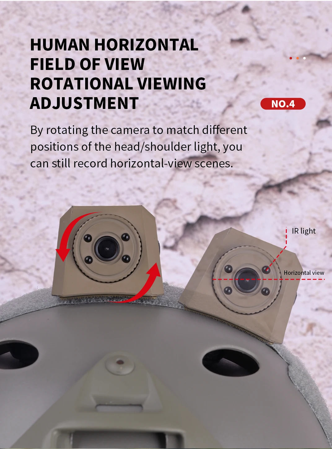 Tactical Helmet Camera, 720P HD Video Recorder with Photo Capture, Adjustable-Angle Helmet Cam, FAST Helmet Accessories
